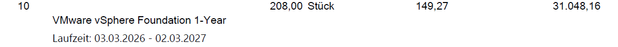 VMware vSphere Foundation Angebot 2026: 31.048 € pro Jahr